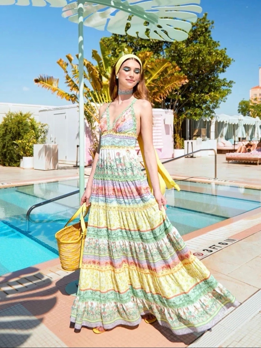 NWOT Alice + Olivia Karolina tiered multicolor maxi dress size 8